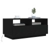 Table basse avec lumières LED chêne noir 90x49x40 cm 