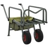 Chariot de pêche vert avec 2 roues acier enduit de poudre 