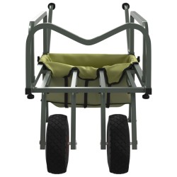 Chariot de pêche vert avec 2 roues acier enduit de poudre 