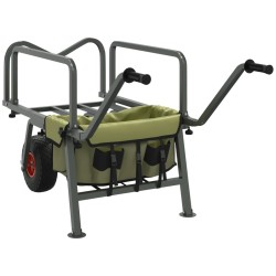 Chariot de pêche vert avec 2 roues acier enduit de poudre 