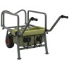 Chariot de pêche vert avec 2 roues acier enduit de poudre 