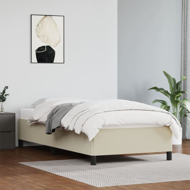 Cadre de lit sans matelas crème 90x190 cm similicuir 