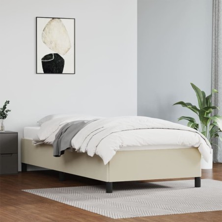 Cadre de lit sans matelas crème 90x190 cm similicuir 