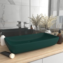 Lavabo de luxe rectangulaire Vert foncé mat 71x38 cm Céramique 