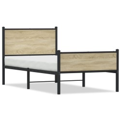 Cadre de lit en métal sans matelas chêne sonoma 107x203 cm 