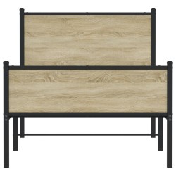 Cadre de lit en métal sans matelas chêne sonoma 107x203 cm 