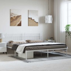 Cadre de lit métal sans matelas et tête de lit blanc 183x213 cm 