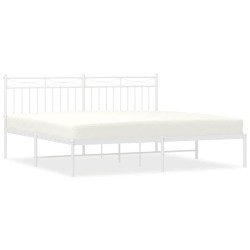 Cadre de lit métal sans matelas et tête de lit blanc 183x213 cm 