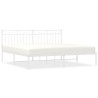 Cadre de lit métal sans matelas et tête de lit blanc 183x213 cm 