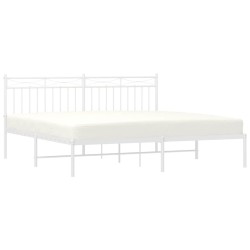 Cadre de lit métal sans matelas et tête de lit blanc 183x213 cm 