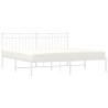 Cadre de lit métal sans matelas et tête de lit blanc 183x213 cm 