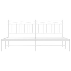 Cadre de lit métal sans matelas et tête de lit blanc 183x213 cm 