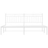 Cadre de lit métal sans matelas et tête de lit blanc 183x213 cm 
