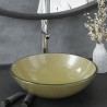 Lavabo de bain avec robinet et drain à poussoir Verre trempé 