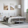 Cadre de lit métal sans matelas et pied de lit blanc 135x190 cm 