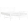 Cadre de lit métal sans matelas et pied de lit blanc 135x190 cm 