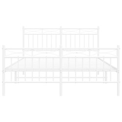 Cadre de lit métal sans matelas et pied de lit blanc 135x190 cm 