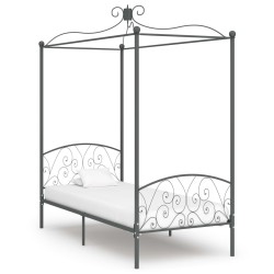 Cadre de lit à baldaquin sans matelas gris métal 100x200 cm 