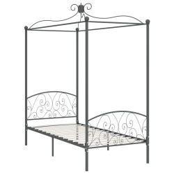 Cadre de lit à baldaquin sans matelas gris métal 100x200 cm 