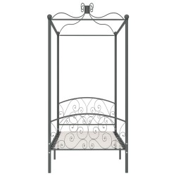 Cadre de lit à baldaquin sans matelas gris métal 100x200 cm 