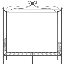 Cadre de lit à baldaquin sans matelas gris métal 100x200 cm 