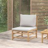 Canapé central de jardin avec coussins gris clair bambou 