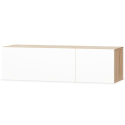 Meuble TV bois d’ingénierie 120x40x34cm Chêne et blanc brillant 