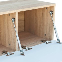Meuble TV bois d’ingénierie 120x40x34cm Chêne et blanc brillant 