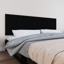 Tête de lit murale Noir 204x3x60 cm Bois massif de pin 