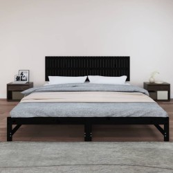 Tête de lit murale Noir 204x3x60 cm Bois massif de pin 