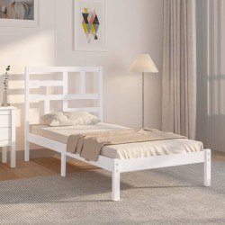 Cadre de lit sans matelas blanc bois massif 75x190 cm 