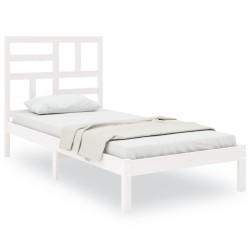 Cadre de lit sans matelas blanc bois massif 75x190 cm 