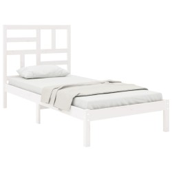 Cadre de lit sans matelas blanc bois massif 75x190 cm 
