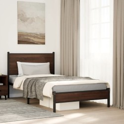 Cadre de lit en métal sans matelas chêne marron 107x203 cm 