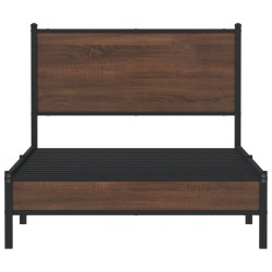 Cadre de lit en métal sans matelas chêne marron 107x203 cm 