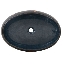 Vasque à poser noir et bleu ovale 59x40x15 cm céramique 