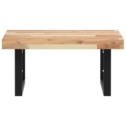 Étagère de vasque murale acier et bois massif d'acacia 