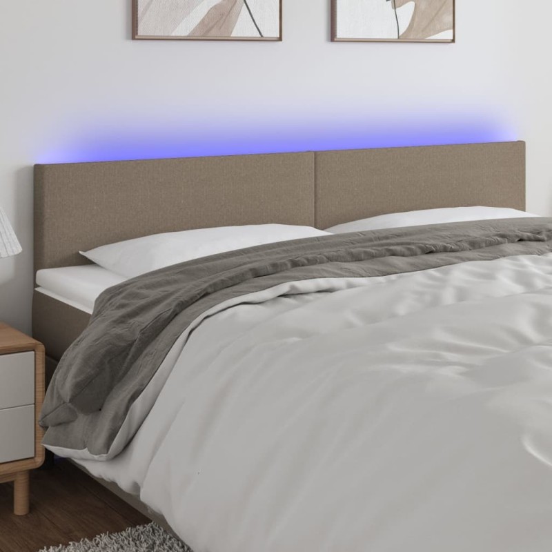 Tête de lit à LED Taupe 180x5x78/88 cm Tissu 