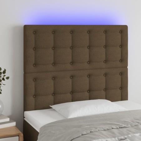 Tête de lit à LED Marron foncé 90x5x118/128 cm Tissu 