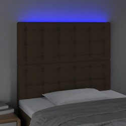 Tête de lit à LED Marron foncé 90x5x118/128 cm Tissu 