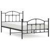 Cadre de lit métal sans matelas avec pied de lit noir 107x203cm 