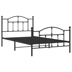 Cadre de lit métal sans matelas avec pied de lit noir 107x203cm 