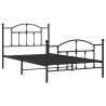 Cadre de lit métal sans matelas avec pied de lit noir 107x203cm 