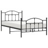 Cadre de lit métal sans matelas avec pied de lit noir 107x203cm 