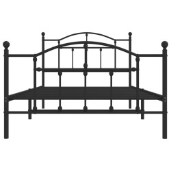 Cadre de lit métal sans matelas avec pied de lit noir 107x203cm 