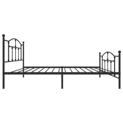 Cadre de lit métal sans matelas avec pied de lit noir 107x203cm 