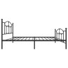 Cadre de lit métal sans matelas avec pied de lit noir 107x203cm 