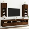 Meubles TV avec lumières LED 2 pcs chêne marron 30,5x30x90 cm 