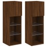 Meubles TV avec lumières LED 2 pcs chêne marron 30,5x30x90 cm 