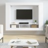 Meuble TV blanc 152x22x113 cm bois d'ingénierie 